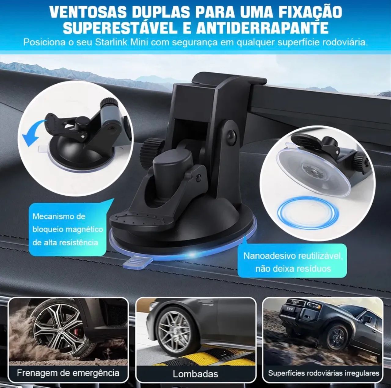 Suporte Starlink Mini - Veicular com Ventosa Interno - Foto 6