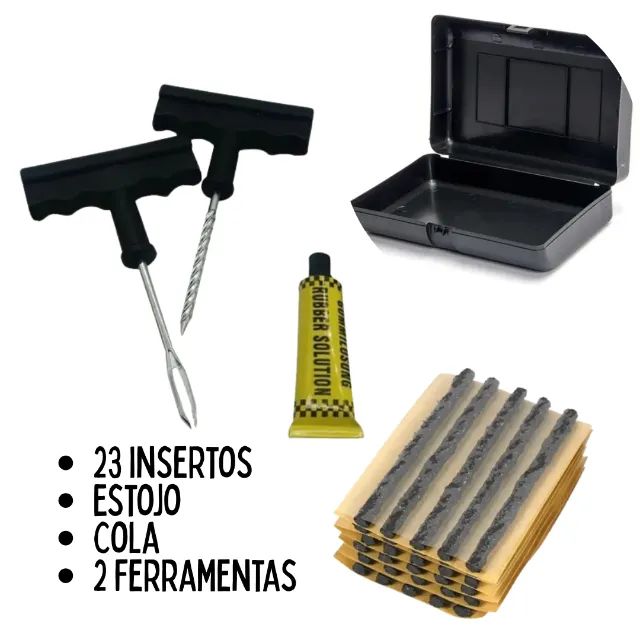 Kit Socorro para Remendo de Pneu Carro Sem Câmara Com Case _ AU32