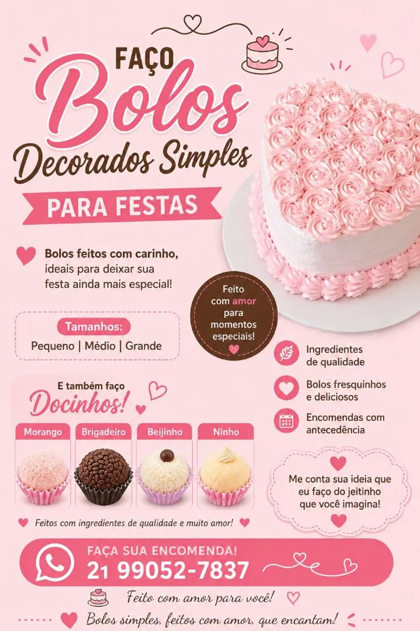 Faço bolos e docinhos para festas