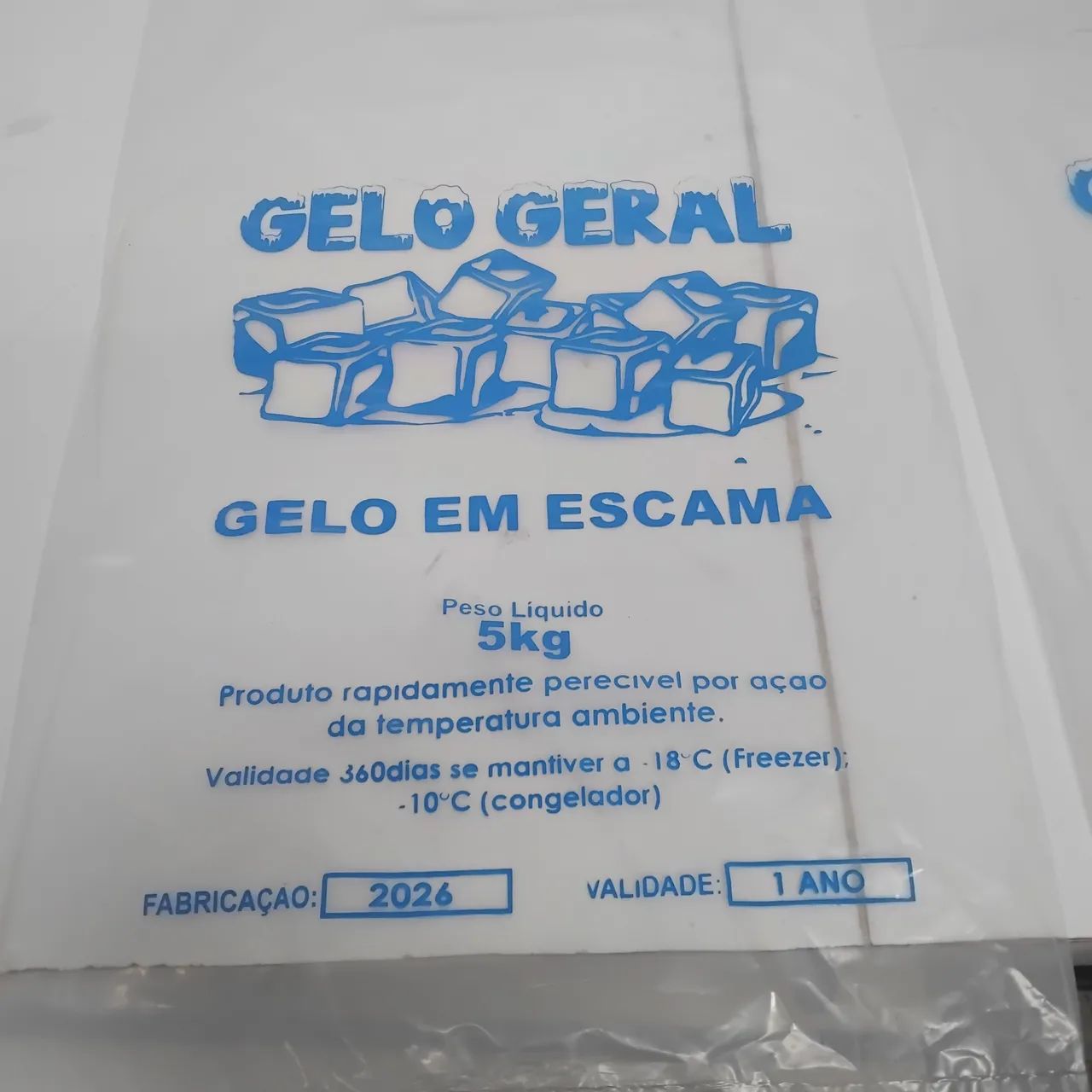Embalagens para gelo filtrado e escama 