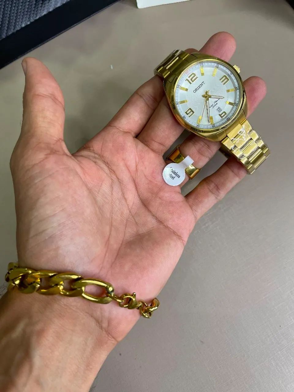 Relogio Quartzo Orient Dourado com brindes - Foto 4