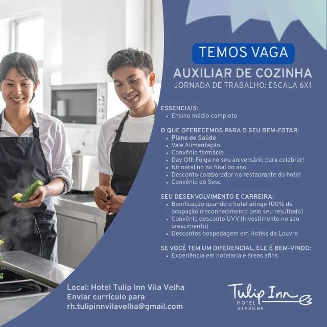 Auxiliar de Cozinha / Cumin / Garçom / Cozinheiro 