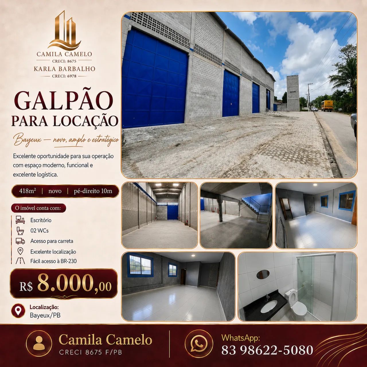 Galpão comercial em Bayeux Novo 418m2