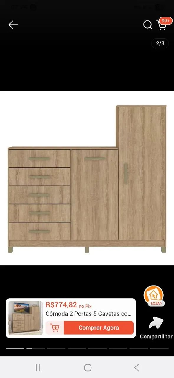 Cômoda 2 portas e 5 gavetas - Foto 4