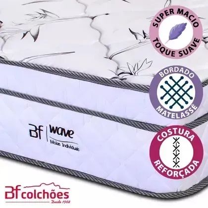 CAMA BOX SOLTEIRO COLCHÃO MOLAS ENSACADAS COM PILLOW E BOX BRANCO - BF COLCHÕES - Foto 2