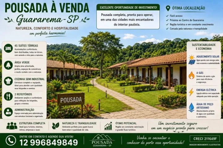 POUSADA EM GUARAREMA - ÓTIMA LOCALIZAÇÃO