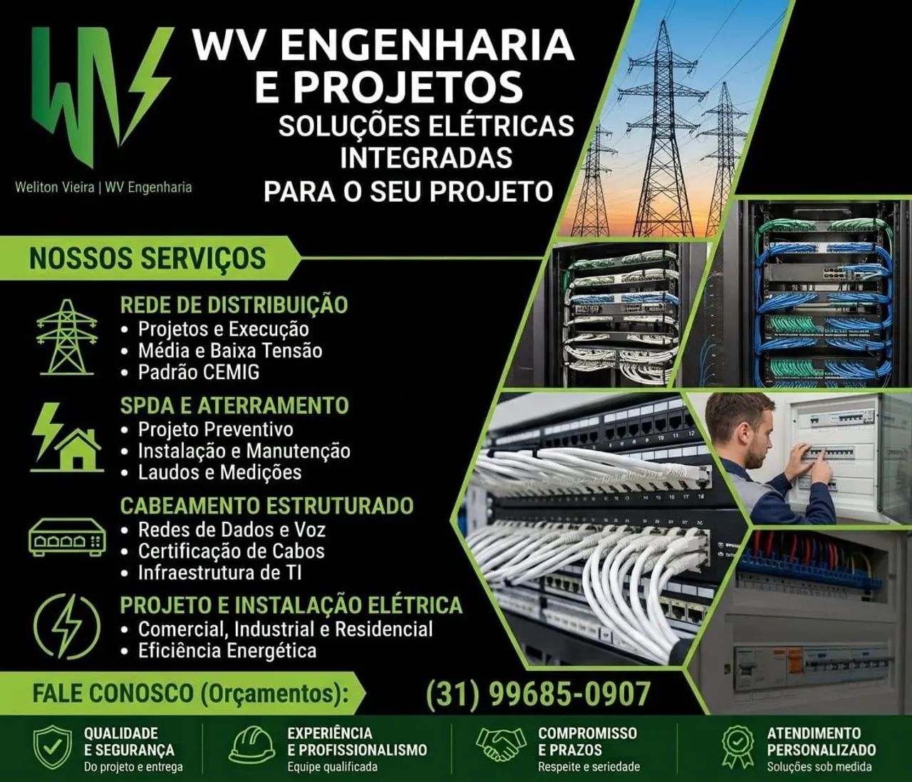 Projetos Elétricos, Fotovoltaico, SPDA, eletricista e Padrão CEMIG
