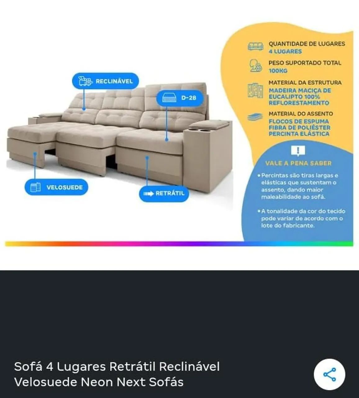 Sofá retrátil inclinável já impermeabilizado 4 lugares  - Foto 3