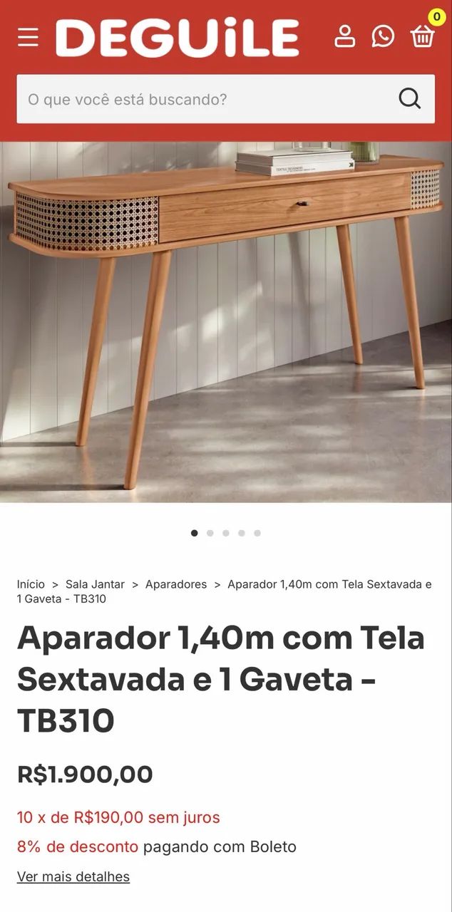 Aparador curvo MDF com palhinha  - Foto 3