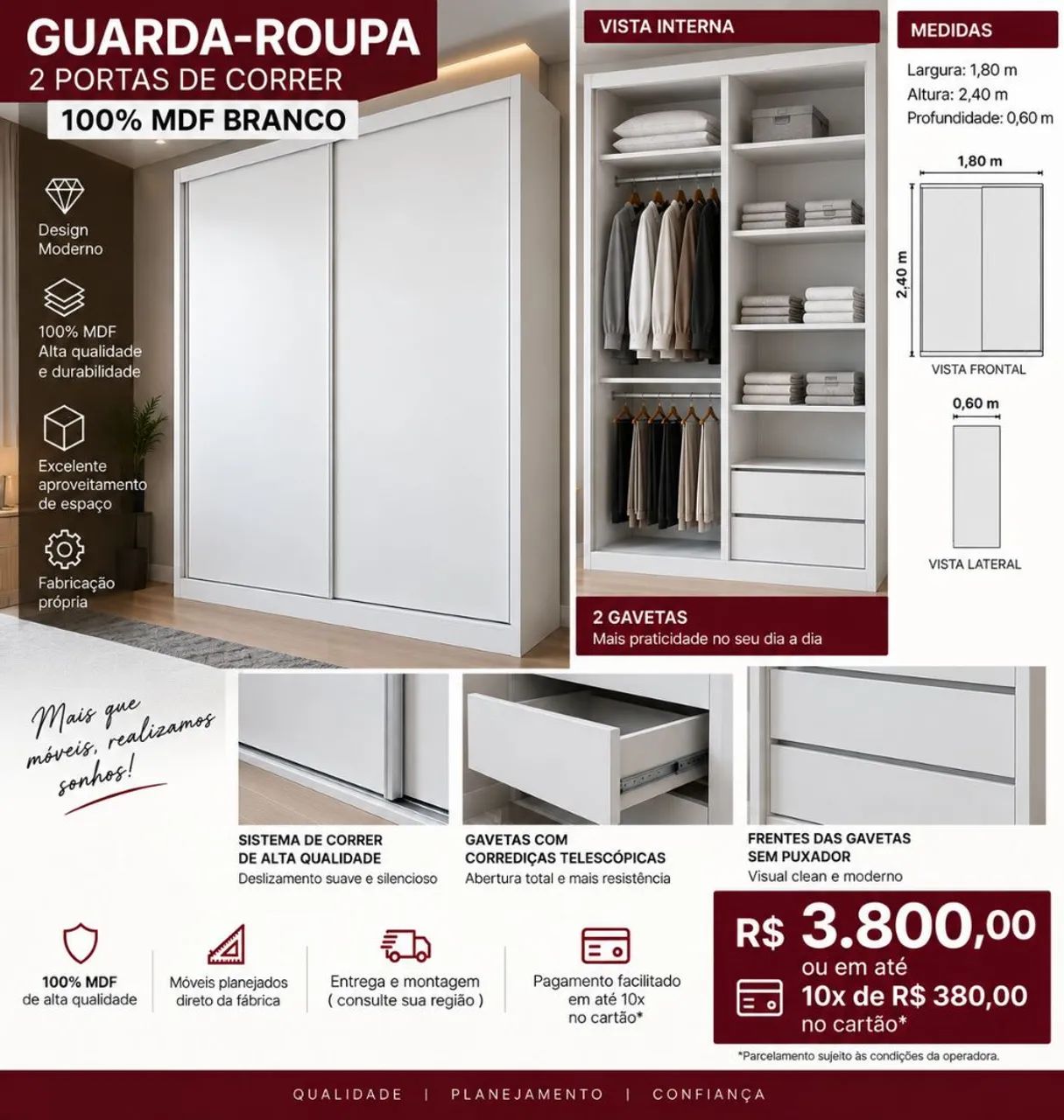 Guarda roupa 100% mdf