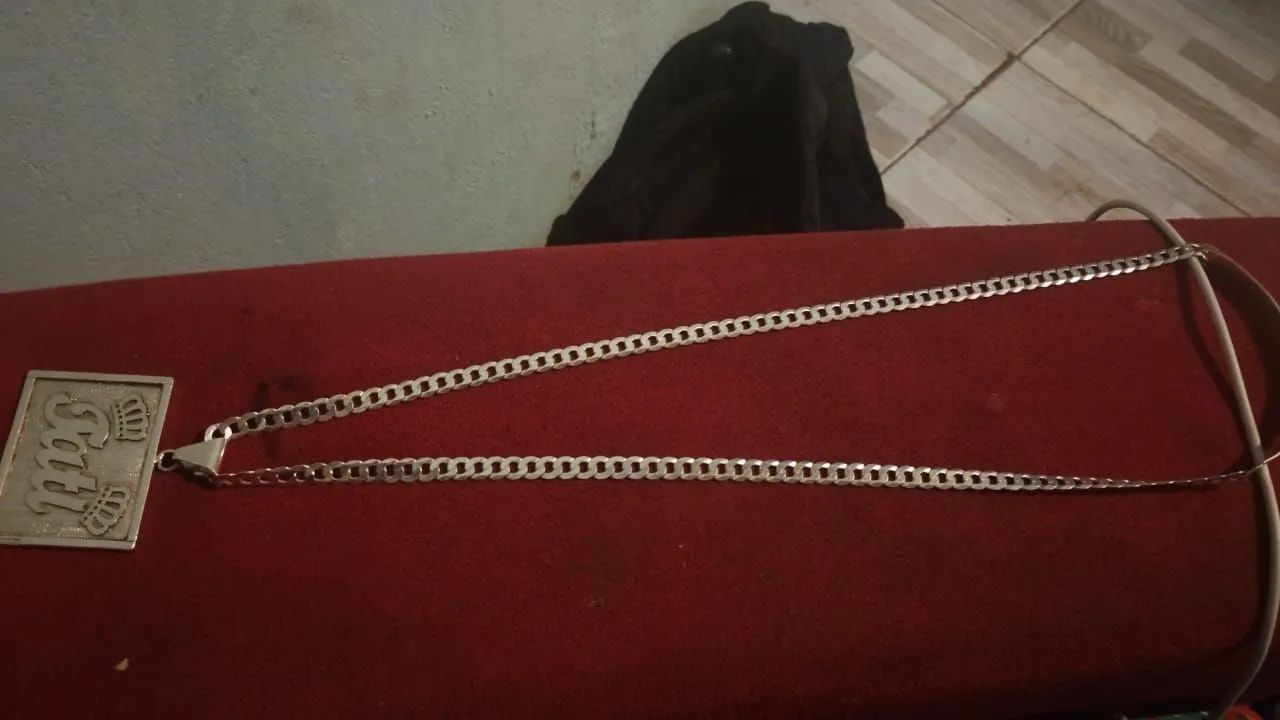Corrente de prata escama de peixe