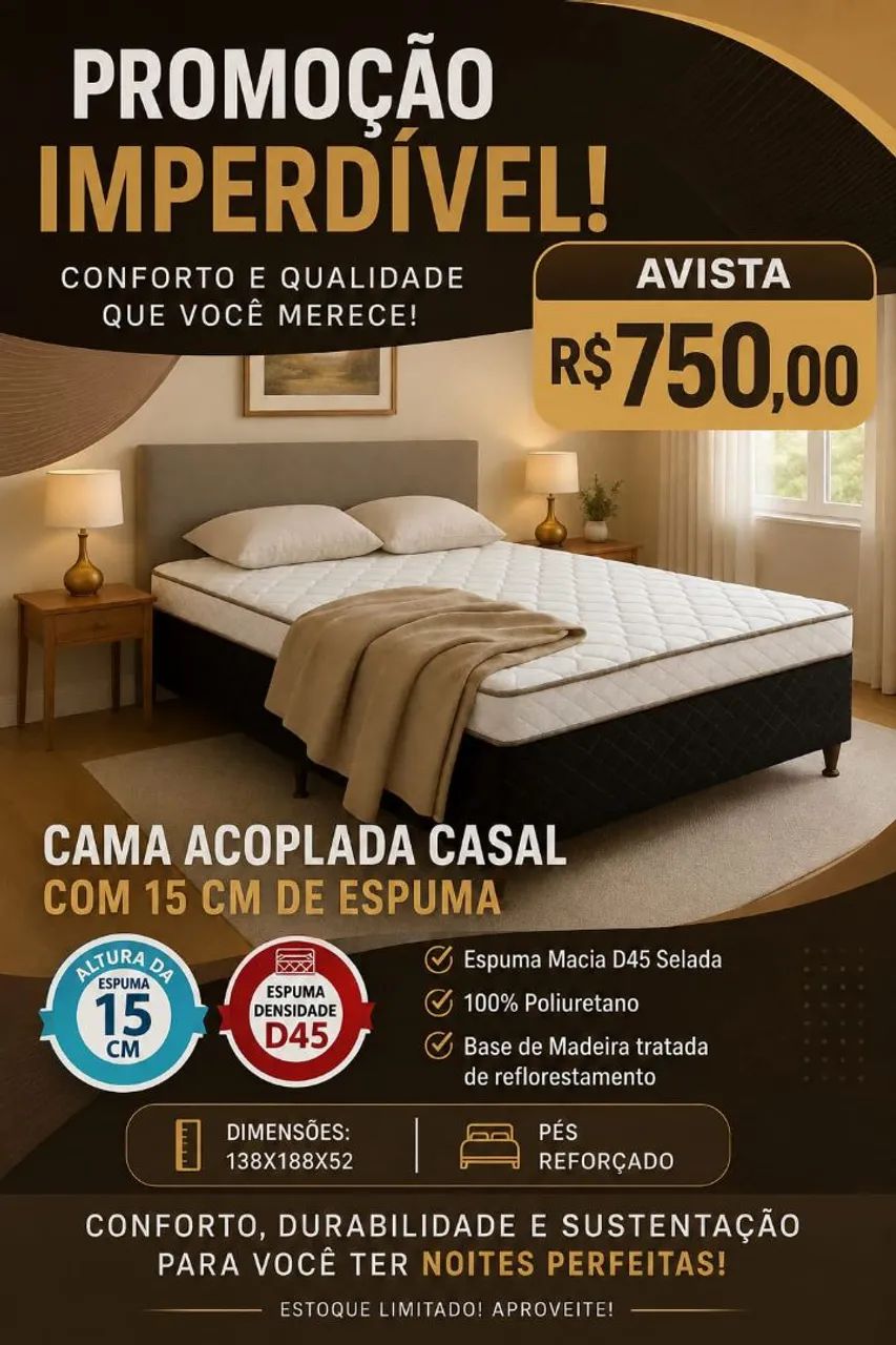 Cama acoplada casal nova de fábrica 