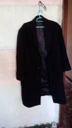 Título do anúncio: casaco de lã comprido antigo, preto, tamanho médio 48, pesado, super quente,