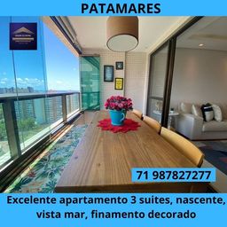 Título do anúncio: Apartamento - 3 suítes, varanda, nascente, vista mar em Patamares / WhatsApp - 71.98782.72