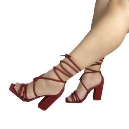 Título do anúncio: Sapato Feminino Sandália Salto Bloco Vinho ER0063 (Consultar Numerações Disponíveis)