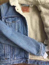 jaqueta jeans com forro de lã feminina