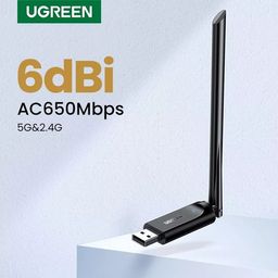 Título do anúncio: Antena adaptador Wifi USB Ugreen 6dBi 5GHz Novo!