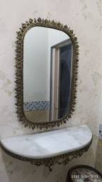 Título do anúncio: Espelho com moldura em ferro aparador de mármore