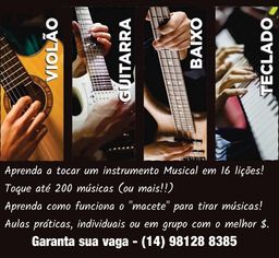 Título do anúncio: Aulas de Violão Guitarra Teclado Baixo Cavaquinho e Viola