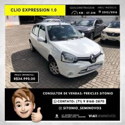 Título do anúncio: Clio Expression 1.0 16V Flex Ano 2015/16 - R$34.990,00 Km - 57.538