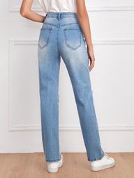 Título do anúncio: Calça MOM jeans reta rasgada 