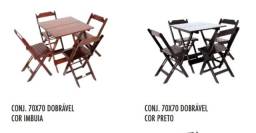Título do anúncio: Conjuntos de Mesas c/4 cadeiras de madeiras pretas e imbuia