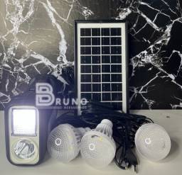 Título do anúncio: Placa solar + 3 Lâmpadas Bulbo Led Lanterna Carrega celular 