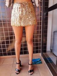 Título do anúncio: mini saia de lantejoulas dourada