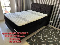 Título do anúncio: cama box queen size MAXFLEX SÉRIE 5 PULSE LÁTEX COM CABECEIRA 
