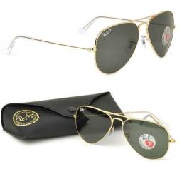 Título do anúncio: Óculos de Sol Ray-Ban  modelo aviador lentes  Marrom e lentes verde Degradê e Dourado 