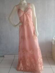 Título do anúncio: Vestido de festa rosa longo bordado