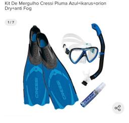 Título do anúncio: Kit mergulo  Cressi Pluma azul + máscara ikarus + oriondry