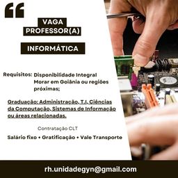 Título do anúncio: Vaga Professor Informática - Goiânia