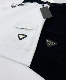 Título do anúncio: Camiseta Prada Logo metal com ziper na cor branca