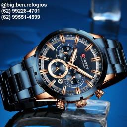 Título do anúncio: Relógio Curren Azul Multifuncional em aço inox