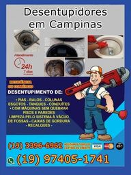 Título do anúncio: Desentupidora no bairro Mansão Santo Antônio (19) 3396-6962