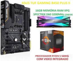 Título do anúncio: KIT Amd Processador Ryzen 5600G - Asus Tuf B450 Plus - Memória Xpg D60 3200Mhz RGB