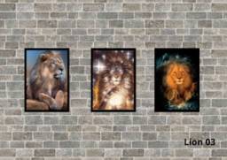 Título do anúncio: Kit de 03 Placas decorativas Leão (sem moldura) - ref. Lion nº 03