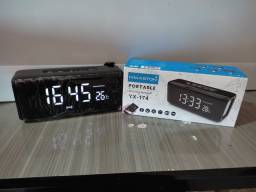 Título do anúncio: Rádio relógio digital recarregável Bluetooth FM pendrive