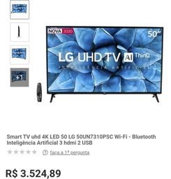 Título do anúncio: Smart TV 50 UHD 4K LED HDR  bluetooth, inteligência artificial 
