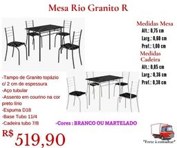 Título do anúncio: Mesa Com 4 Cadeiras Tampo em Rio Granito.
