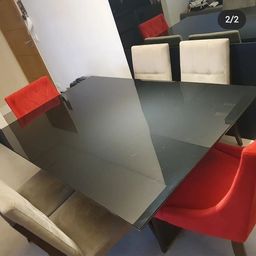 Título do anúncio: Mesa tampo de vidro + 6 cadeiras
