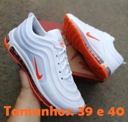 Título do anúncio: Tênis Nike Air Max! Branco com laranja
