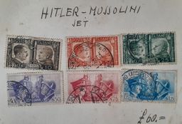 Título do anúncio: 6 Selos raros italiano - Hitler - Mussolini 1941. Raridade!