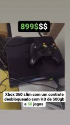 Título do anúncio: Xbox 360 slim com um controle HD de 500gb e 58 jogos em 10 x juros