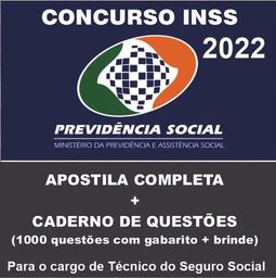 Título do anúncio: Concurso INSS 2022 - Apostila + Caderno com 1000 Questões Gabaritadas + Brinde