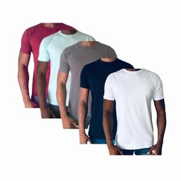 Título do anúncio: Kit 5 Camisetas Básica Malha De Algodão 30.1 Masculina camisa