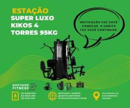 Título do anúncio: Estação Super Luxo Kikos 518bk 4 Torres 95kg + Remada Alta + Leg Press + Polia 