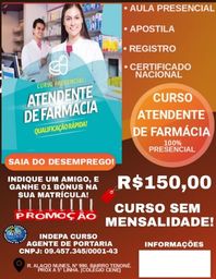 Título do anúncio: CURSO DE ATENDENTE DE FARMÁCIA 