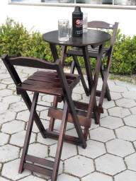 Título do anúncio: Conjunto de mesa e 2 cadeiras bistrô em madeira eucalipto 